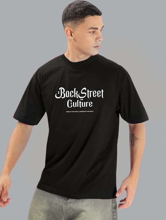 men chest print short sleeve oversized t-shirt