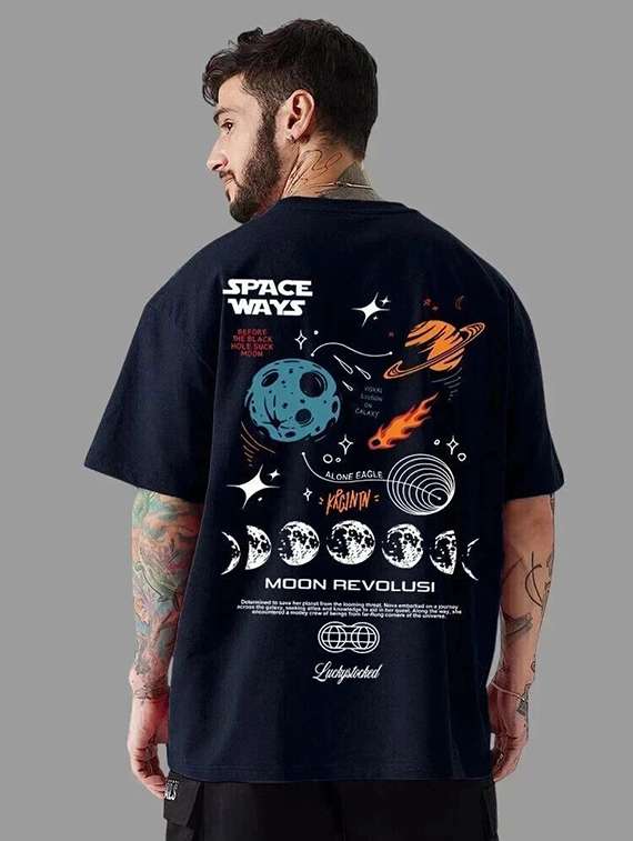 men back print short sleeve oversized t-shirt
