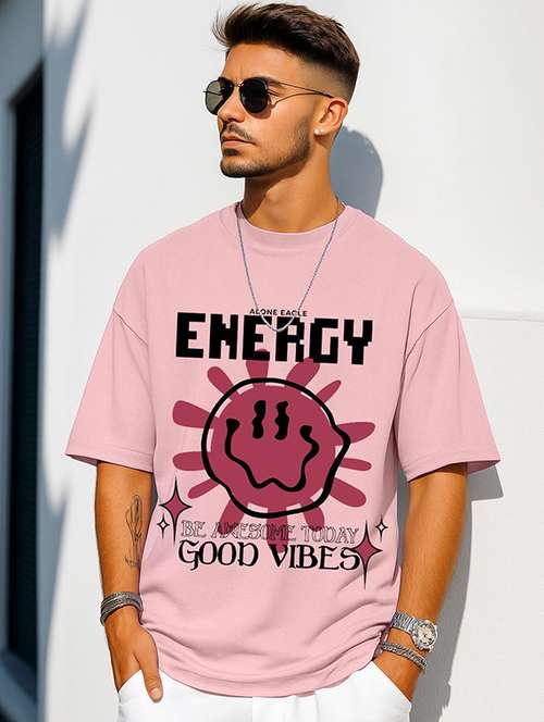 men front print short sleeve oversized t-shirt - 22101446 -  Standard Image - 0