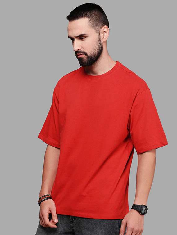 men solid short sleeve oversized t-shirt