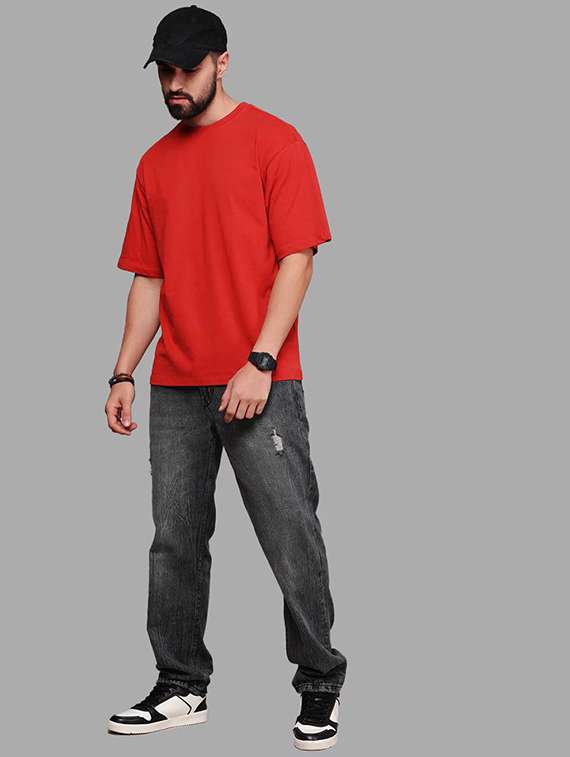 men solid short sleeve oversized t-shirt - 22101457 -  Standard Image - 3