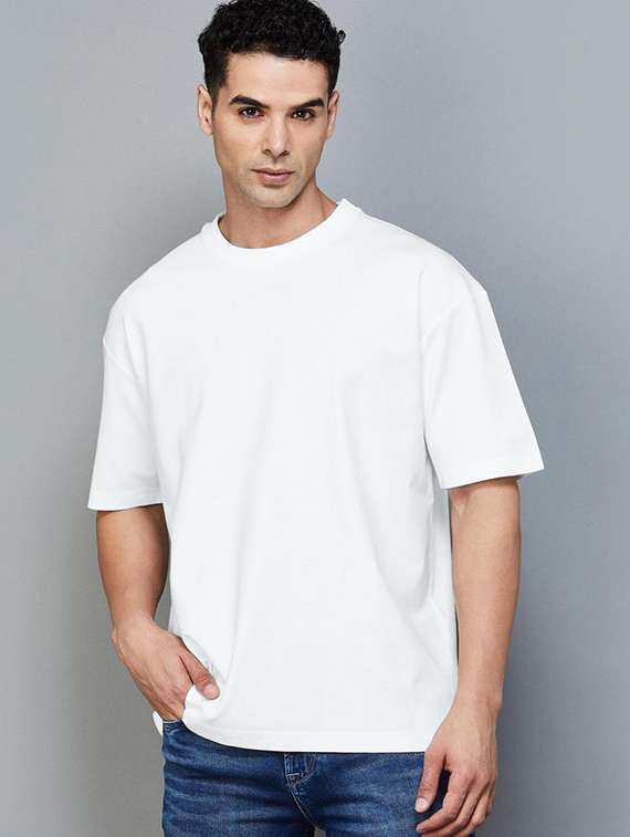 men solid short sleeve oversized t-shirt