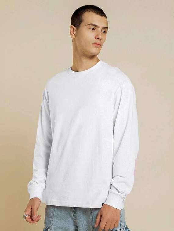 men pack of 2 solid long sleeve oversized t-shirt - 22101463 -  Standard Image - 3