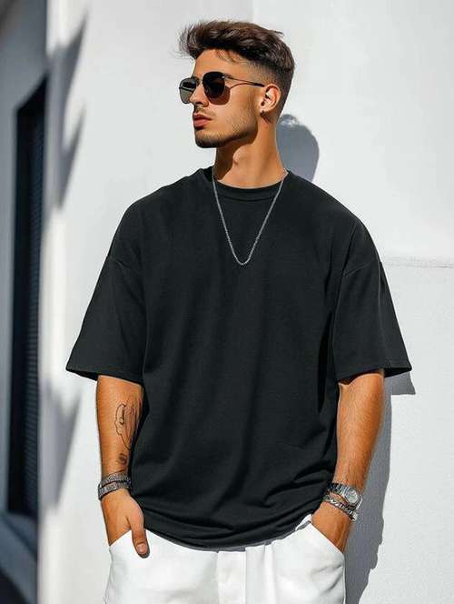 men solid short sleeve oversized t-shirt - 22101470 - Standard Image - 0