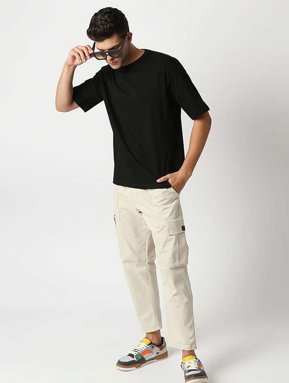 men solid short sleeve oversized t-shirt - 22101470 - Standard Image - 3