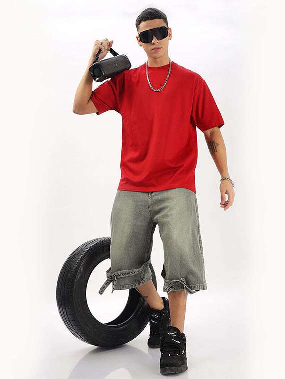 men solid short sleeve oversized t-shirt - 22101472 - Standard Image - 3
