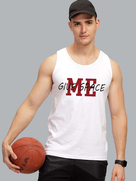 men typographic sleeveless vest