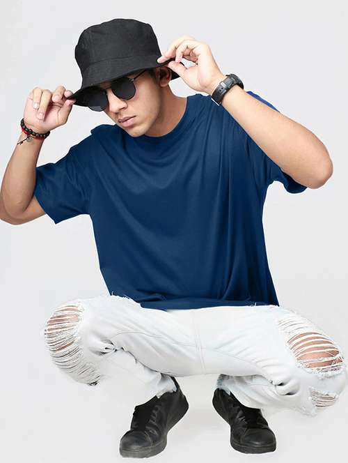 men solid short sleeve oversized t-shirt - 22101481 - Standard Image - 0