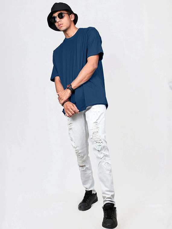 men solid short sleeve oversized t-shirt - 22101481 - Standard Image - 3