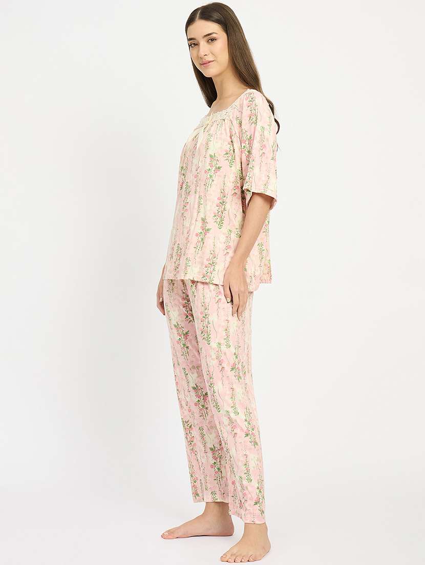 women printed nightwear pyjama set - 22101511 -  Standard Image - 3