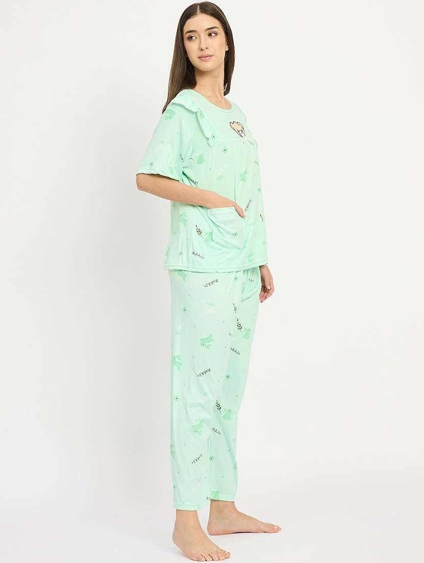 women printed nightwear pyjama set - 22101515 -  Standard Image - 3