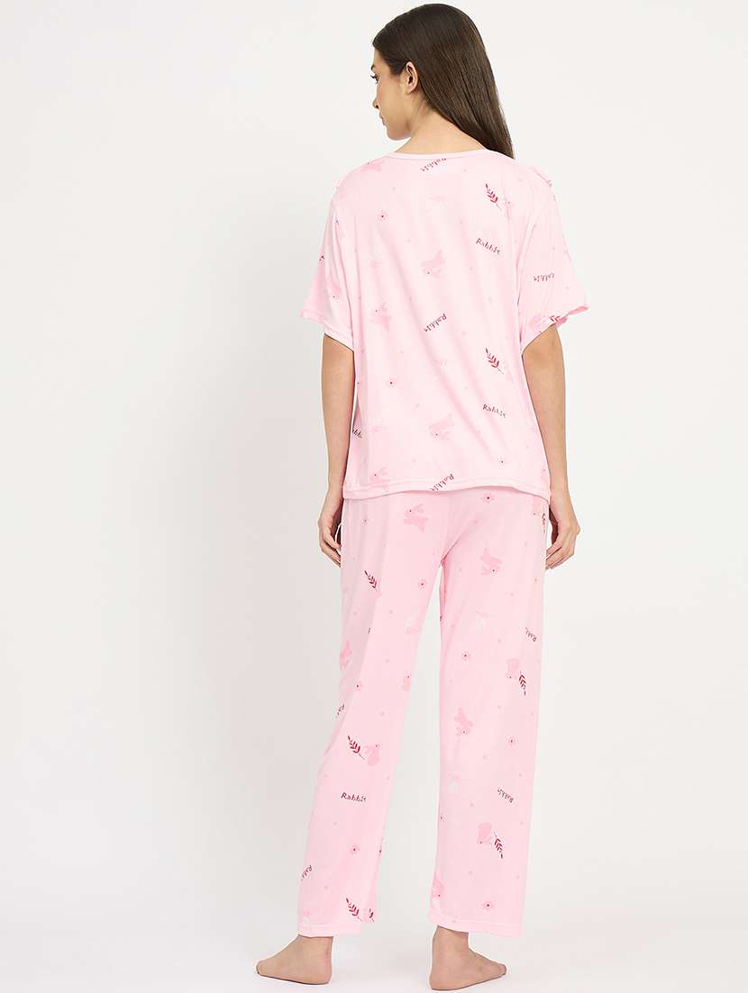 women printed nightwear pyjama set - 22101516 -  Standard Image - 3