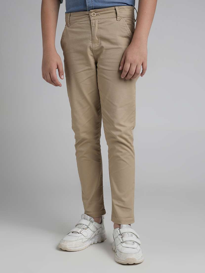 boys solid mid rise chinos - 22101518 -  Zoom Image - 0