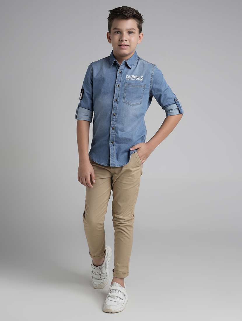 boys solid mid rise chinos - 22101518 -  Standard Image - 3