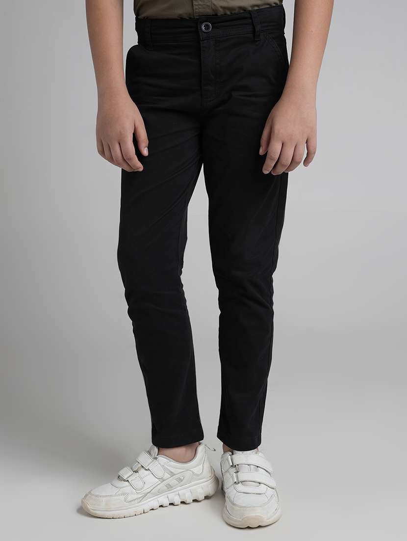 boys solid mid rise chinos - 22101519 - Zoom Image - 0