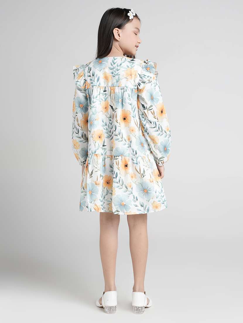 girls floral print puff sleeve tiered dress - 22101527 -  Standard Image - 3