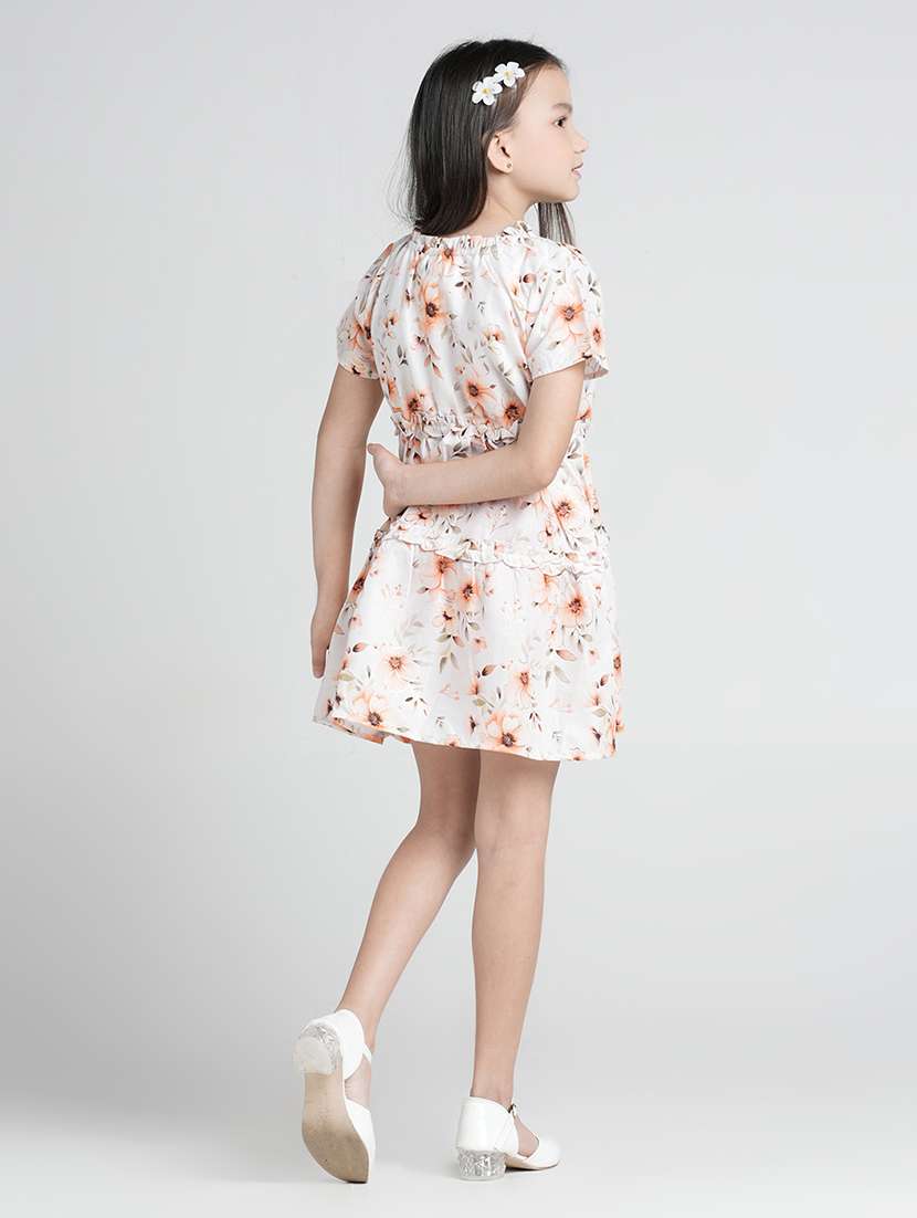 girls floral print puff sleeve tiered dress - 22101528 -  Standard Image - 3