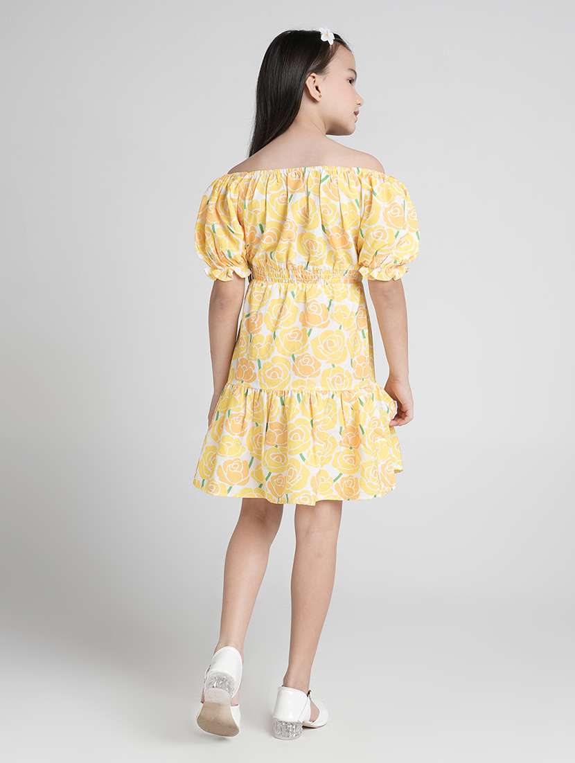 girls printed off shoulder tiered dress - 22101530 -  Standard Image - 3
