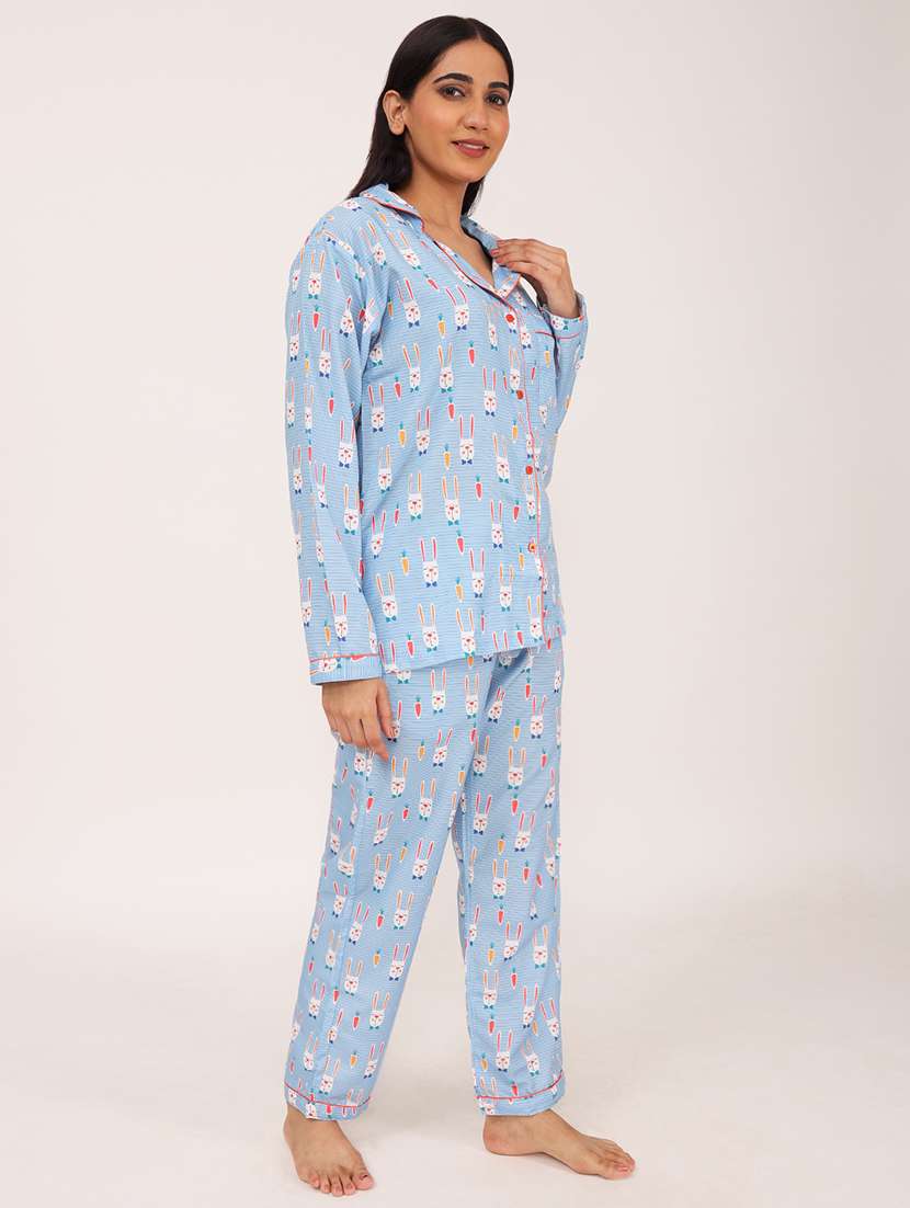 women printed long sleeve nightwear pyjama set - 22101533 -  Standard Image - 5