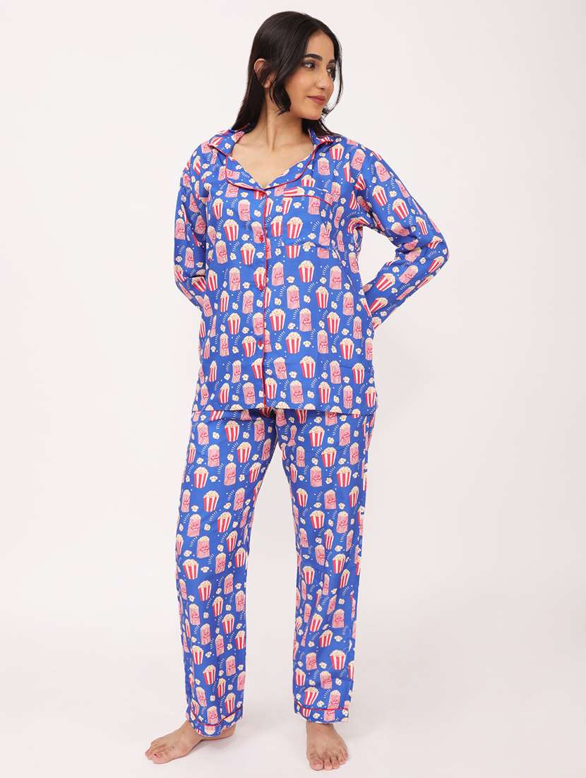 women printed long sleeve nightwear pyjama set - 22101534 -  Standard Image - 3