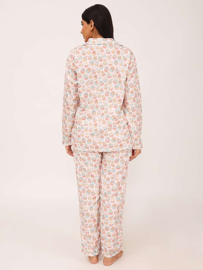 women printed long sleeve nightwear pyjama set - 22101535 -  Standard Image - 3