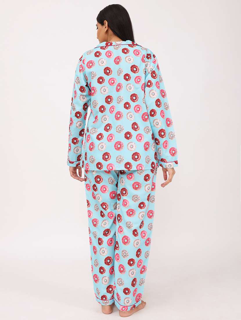 women printed long sleeve nightwear pyjama set - 22101536 -  Standard Image - 3