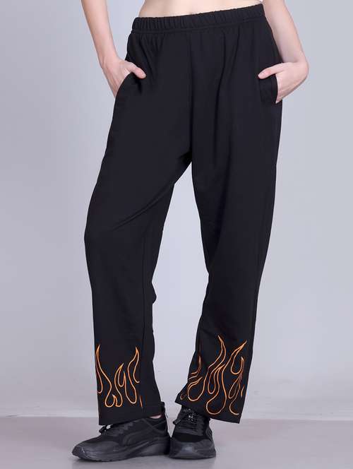 women solid mid rise relaxed fit track pant - 22101584 -  Standard Image - 0