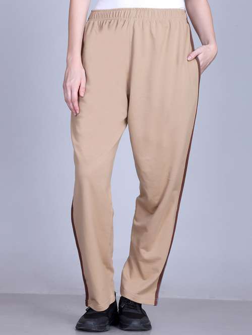 women solid mid rise relaxed fit track pant - 22101590 - Standard Image - 0