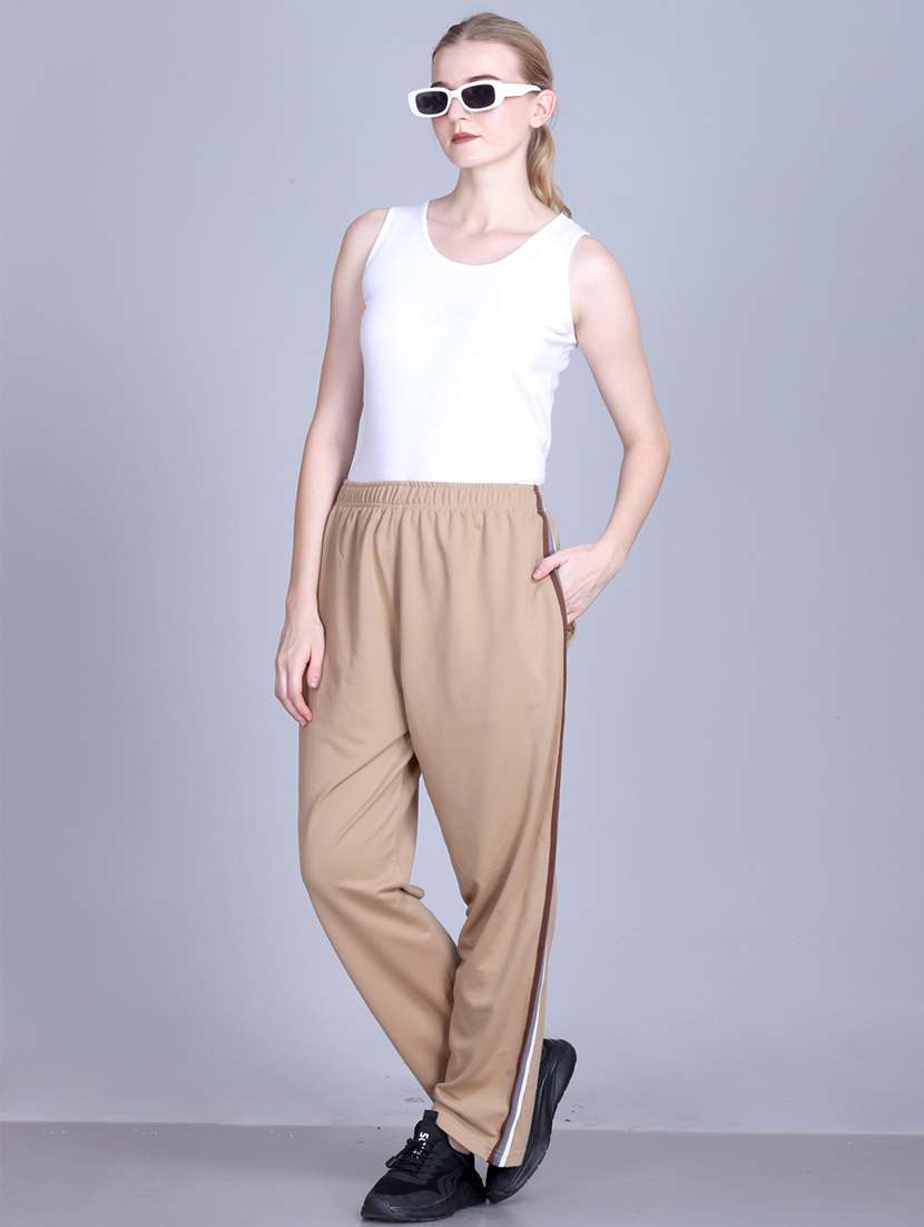 women solid mid rise relaxed fit track pant - 22101590 - Standard Image - 3