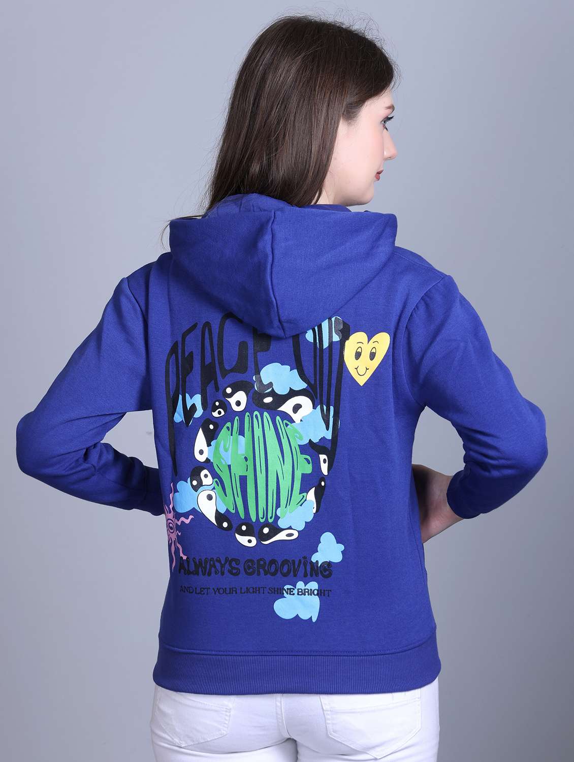 women printed long sleeve hooded sweatshirt - 22101602 -  Zoom Image - 0