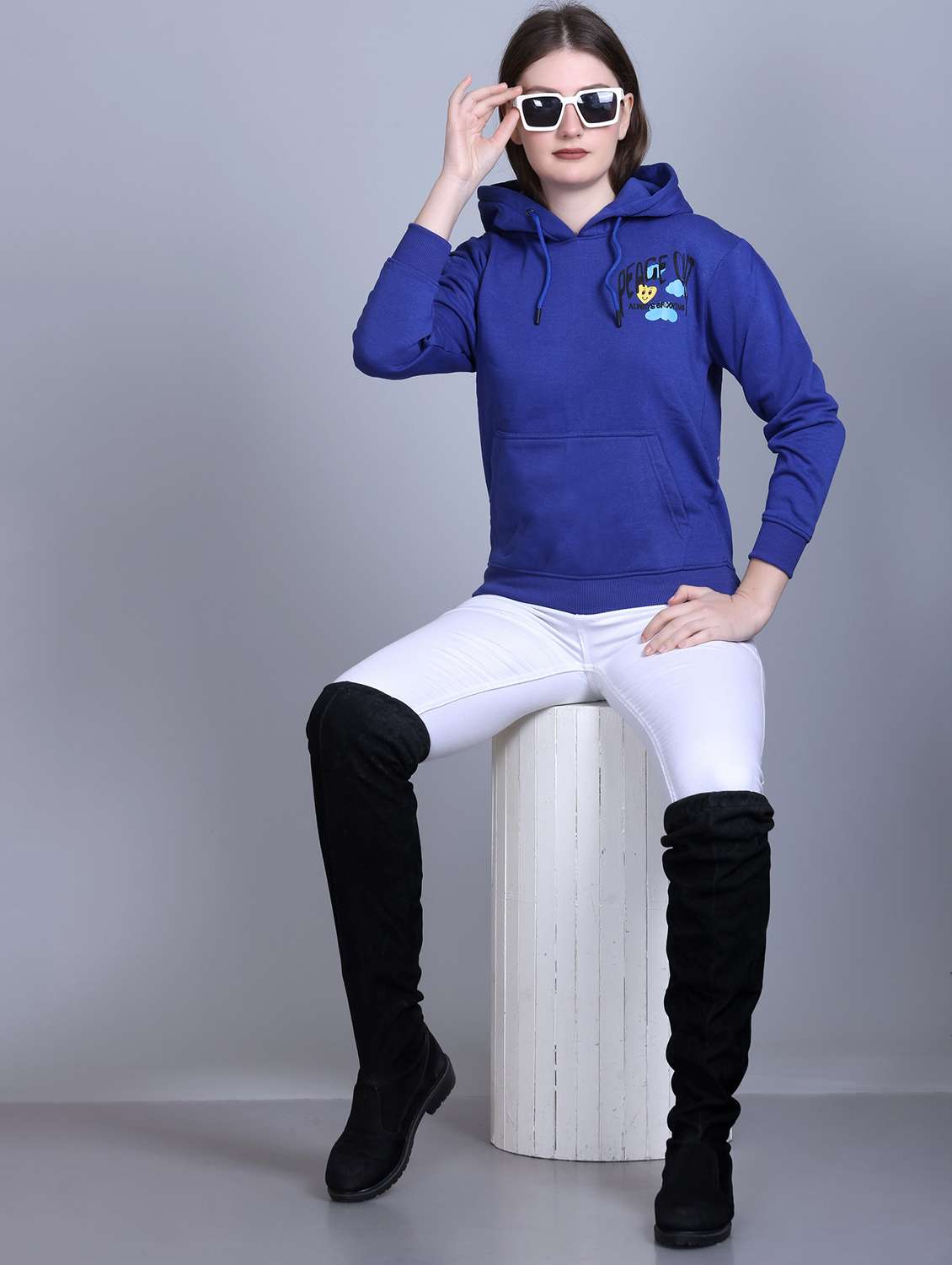 women printed long sleeve hooded sweatshirt - 22101602 -  Standard Image - 3