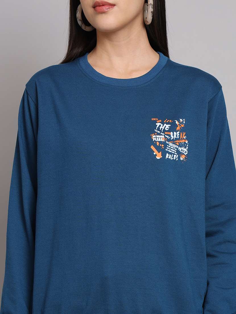 women printed round neck long sleeve sweatshirt - 22101609 - Standard Image - 3