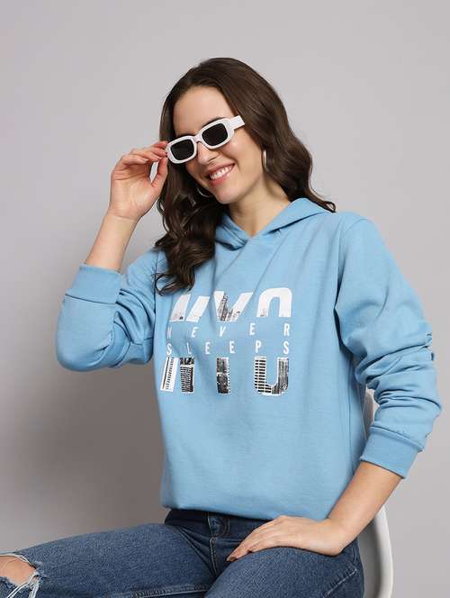 women printed long sleeve hooded sweatshirt - 22101614 - Standard Image - 0