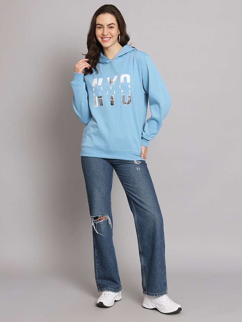 women printed long sleeve hooded sweatshirt - 22101614 - Standard Image - 3