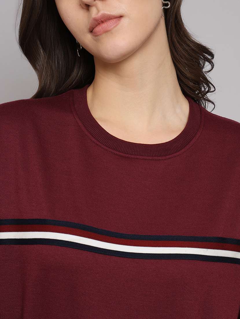 women tapered round neck long sleeve sweatshirt - 22101621 -  Standard Image - 3