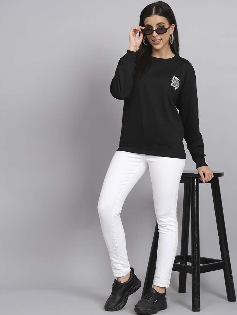 women printed round neck long sleeve sweatshirt - 22101629 -  Standard Image - 3
