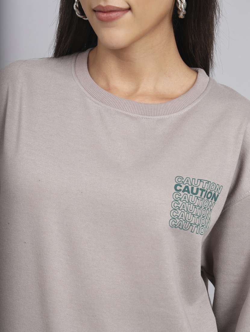 women printed round neck long sleeve sweatshirt - 22101631 -  Standard Image - 3