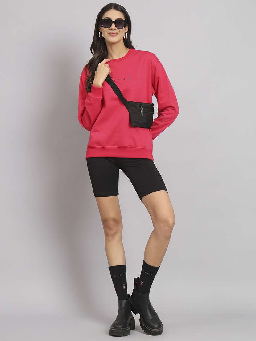 women solid round neck long sleeve sweatshirt - 22101639 -  Standard Image - 3