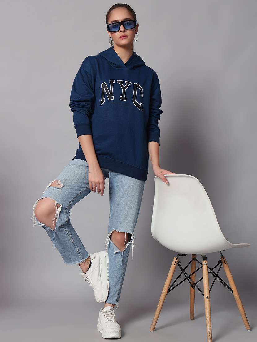 women printed long sleeve hooded sweatshirt - 22101646 -  Standard Image - 3