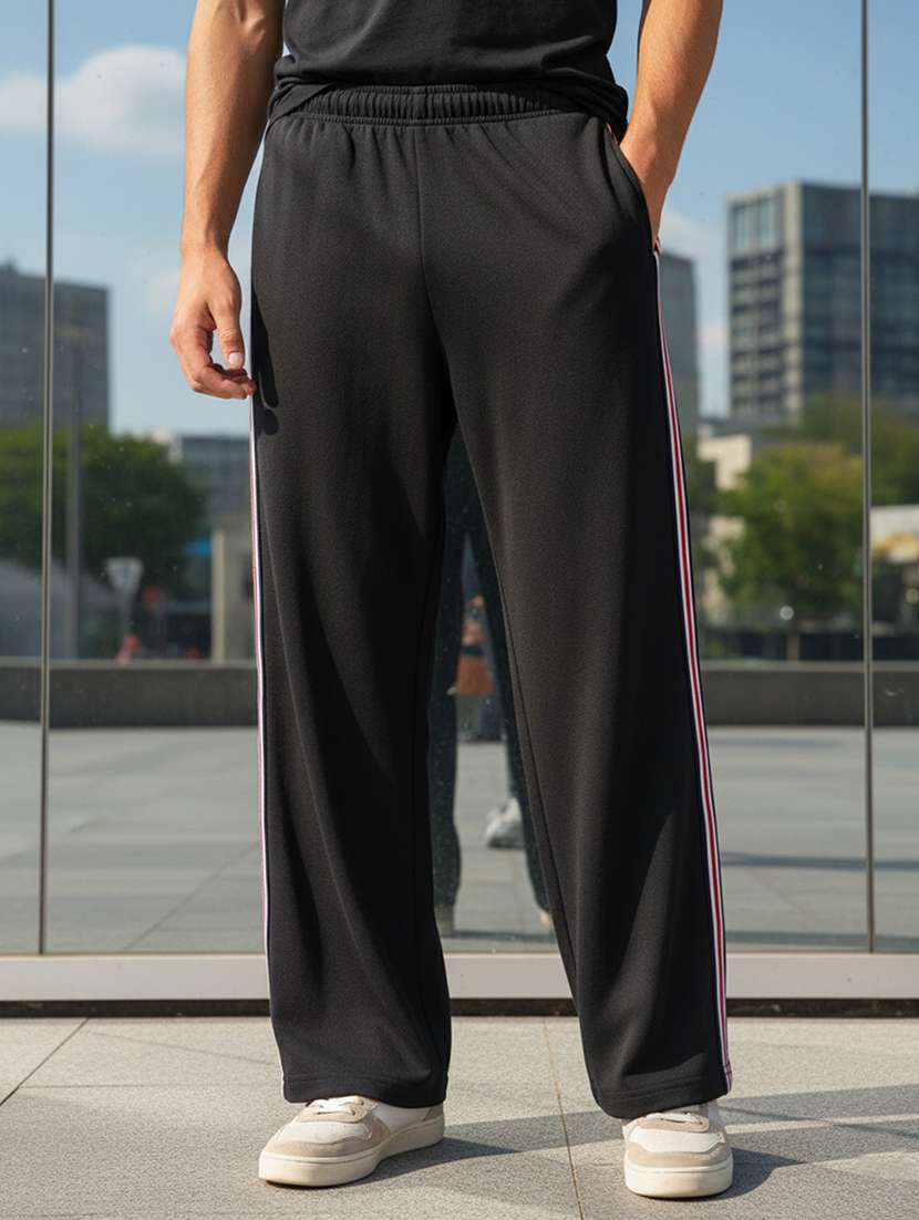 men side taped mid rise full length track pant - 22101689 -  Zoom Image - 0