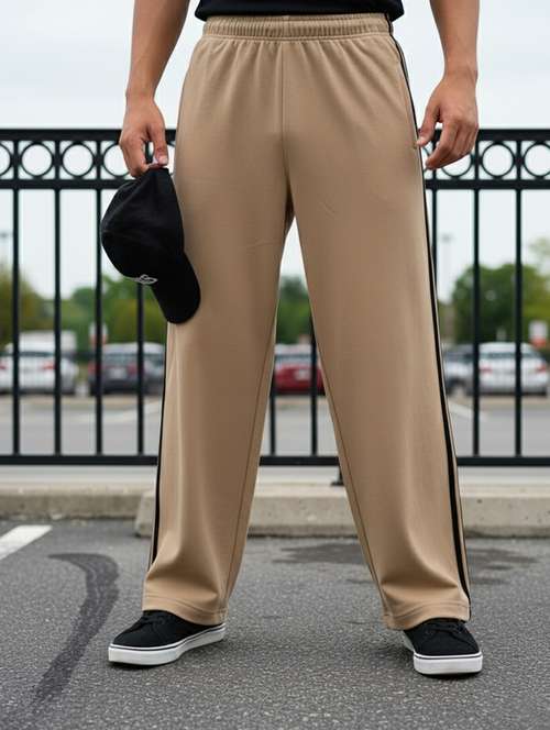 men side taped mid rise full length track pant - 22101691 -  Standard Image - 0