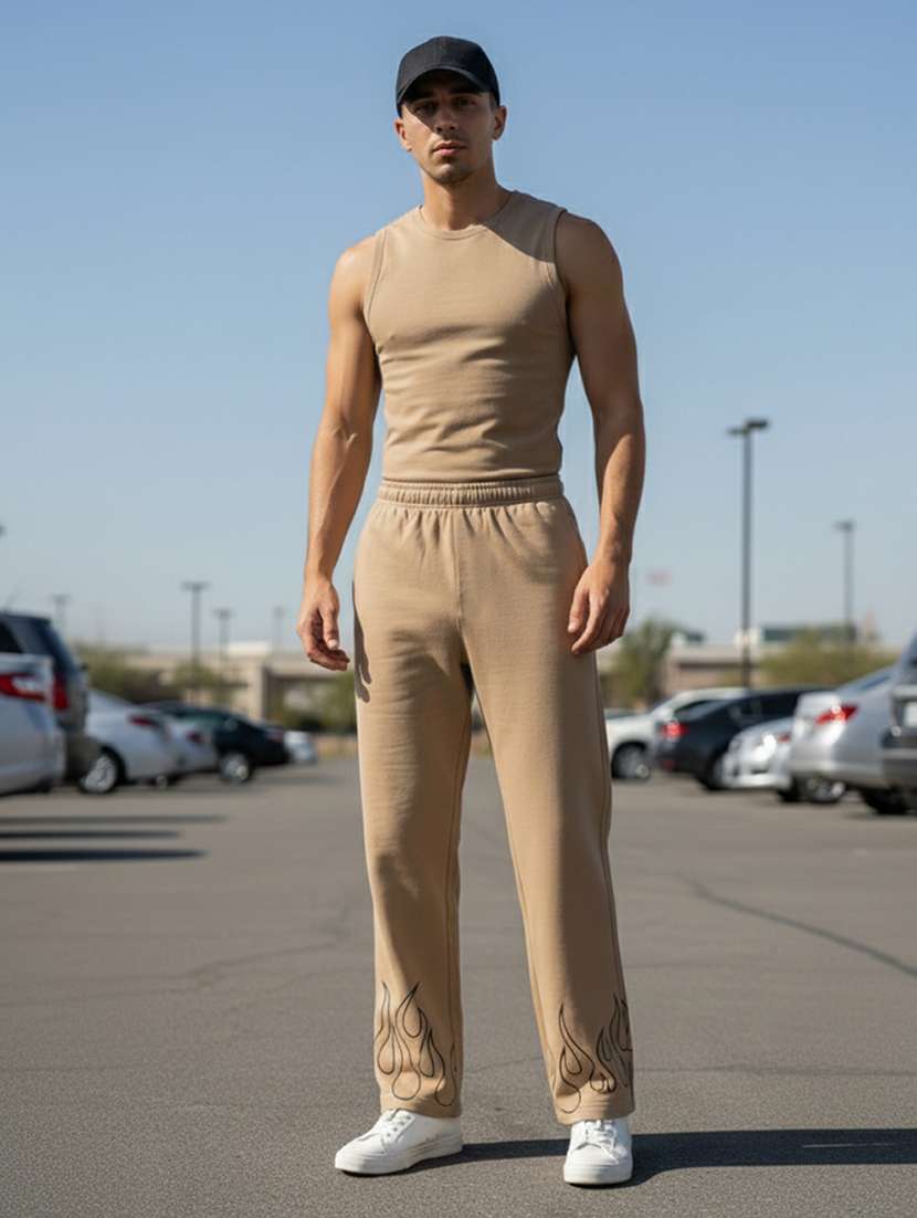 men placement print mid rise full length track pant - 22101692 -  Standard Image - 3