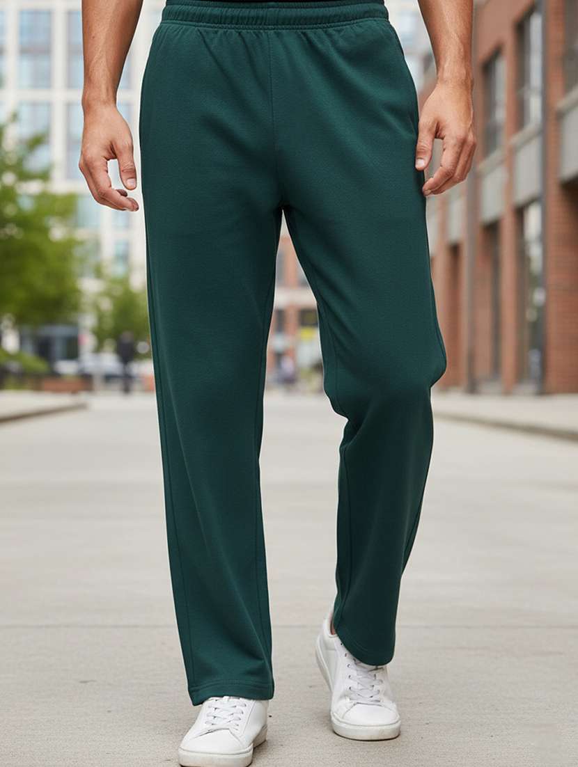 men solid mid rise full length track pant - 22101695 -  Zoom Image - 0