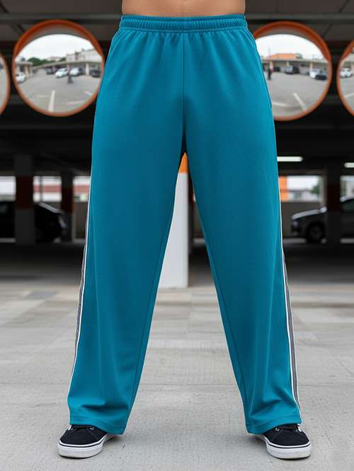 men side taped mid rise full length track pant - 22101698 -  Standard Image - 0