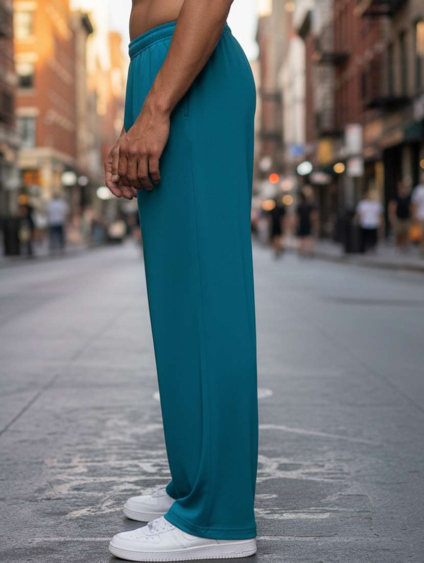 men solid mid rise full length track pant - 22101699 -  Standard Image - 3