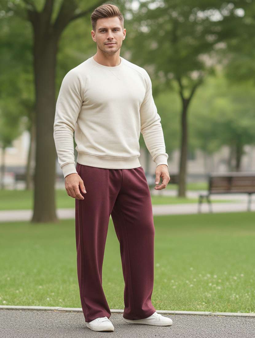 men solid mid rise full length track pant - 22101702 -  Standard Image - 3