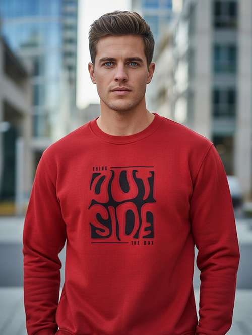 men chest print long sleeve regular fit sweatshirt - 22101711 -  Standard Image - 0