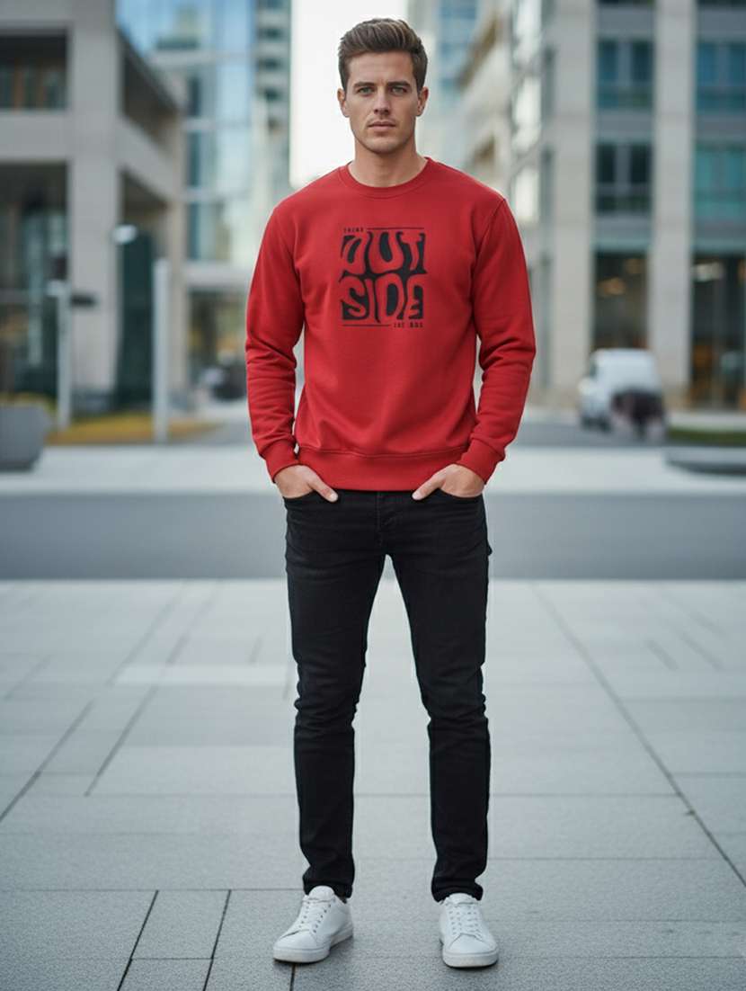 men chest print long sleeve regular fit sweatshirt - 22101711 -  Standard Image - 3