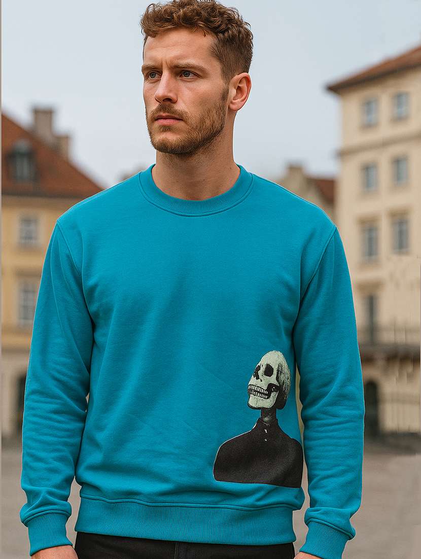 men placement print long sleeve regular fit sweatshirt