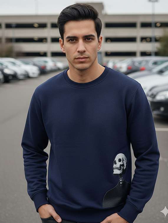 men placemnet print long sleeve regular fit sweatshirt